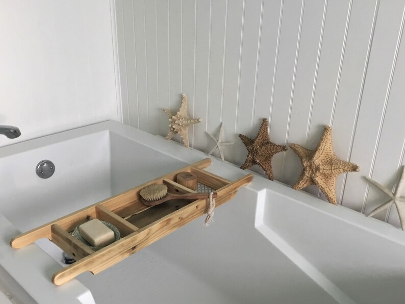 Wood Bath Tray Natural Finish Rustic Style Bath Rack Etsy