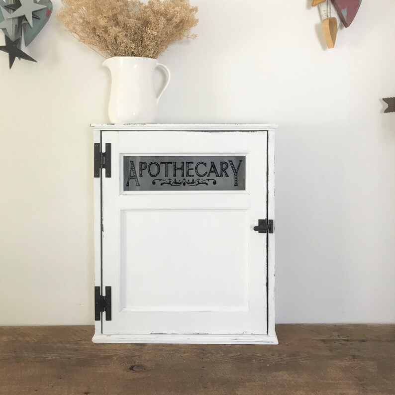 Farmhouse Apothecary Wall Mounted Vintage Style Etsy