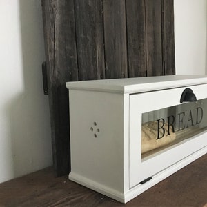 Baker's Bread Box , 24 x 7 x 10 , Removable Bread Rack, Farmhouse Style , Chalk Paint Finish image 7