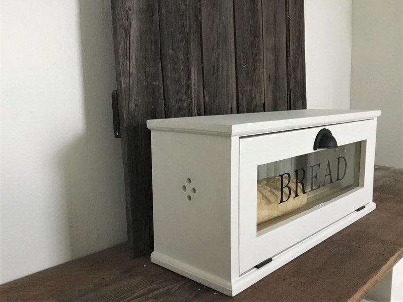 Baker's Bread Box , 24 x 7 x 10 , Removable Bread Rack, Farmhouse Style , Chalk Paint Finish image 7