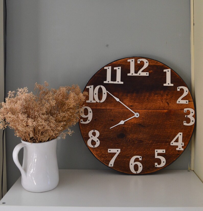 20 Inch Wood Wall Clock Barn Wood Industrial Style Etsy