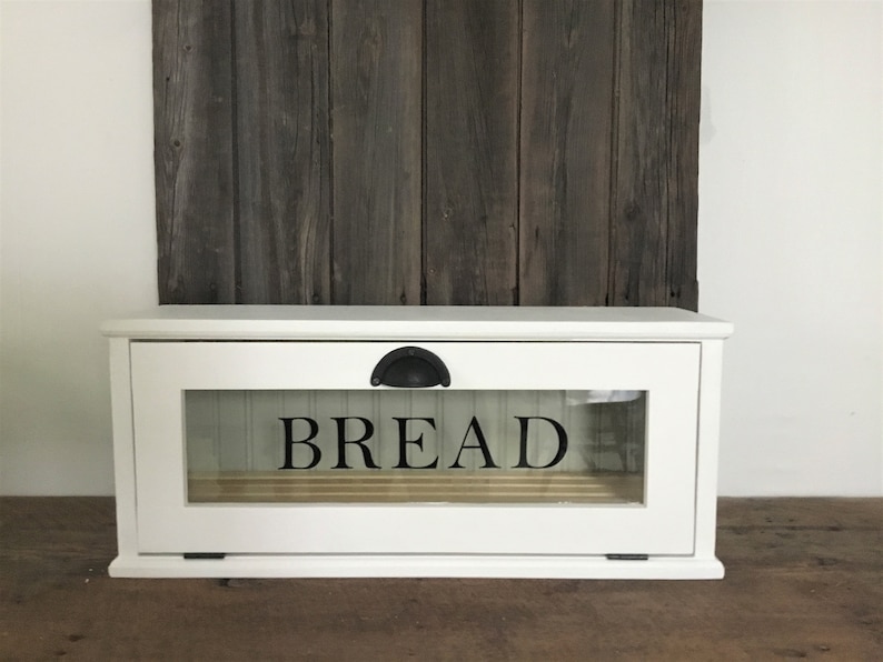 Baker's Bread Box , 24 x 7 x 10 , Removable Bread Rack, Farmhouse Style , Chalk Paint Finish image 9