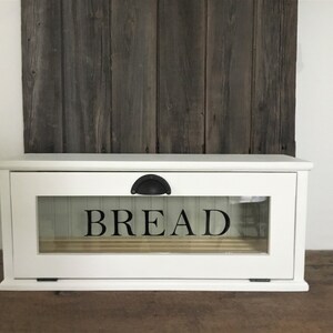Baker's Bread Box , 24 x 7 x 10 , Removable Bread Rack, Farmhouse Style , Chalk Paint Finish image 1
