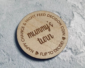 Baby Decision Coin | Nappy Change and Night Feed Decision Coin | Mummy Or Daddy | Who’s Turn | Double Sided Decision Coin | Baby Shower Gift