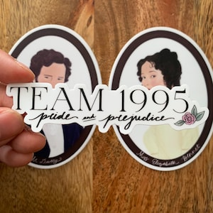 Pride and Prejudice Team 1995 sticker, Jane Austen fan art, Laptop Water Bottle sticker, Colin Firth Jennifer Ehle BBC version