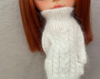 Knitted cable jumper for Blythe Doll or similar dolls