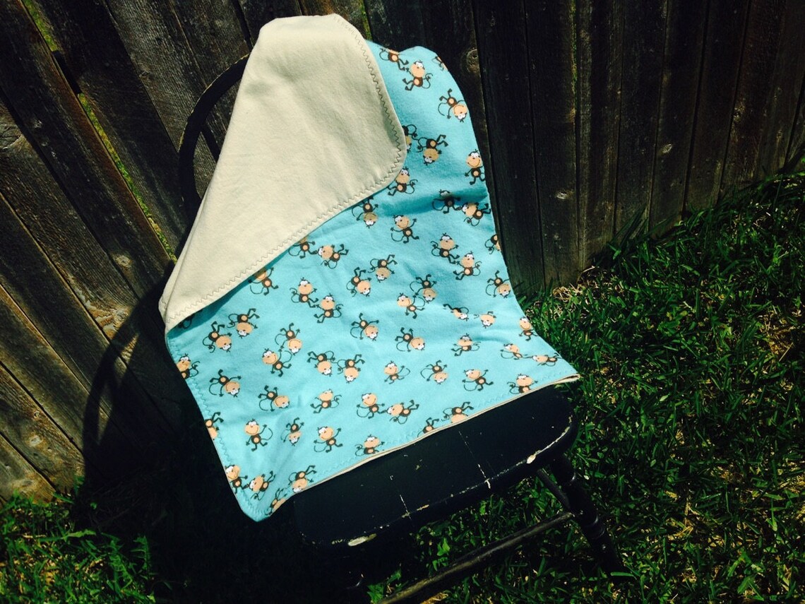 Large Baby Receiving Blanket Monkey Etsy