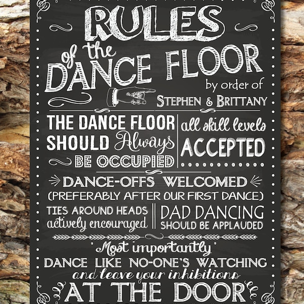 Signe des règles de la piste de danse - Règles de la piste de danse au tableau, panneau de mariage imprimable personnalisé, FICHIER NUMÉRIQUE