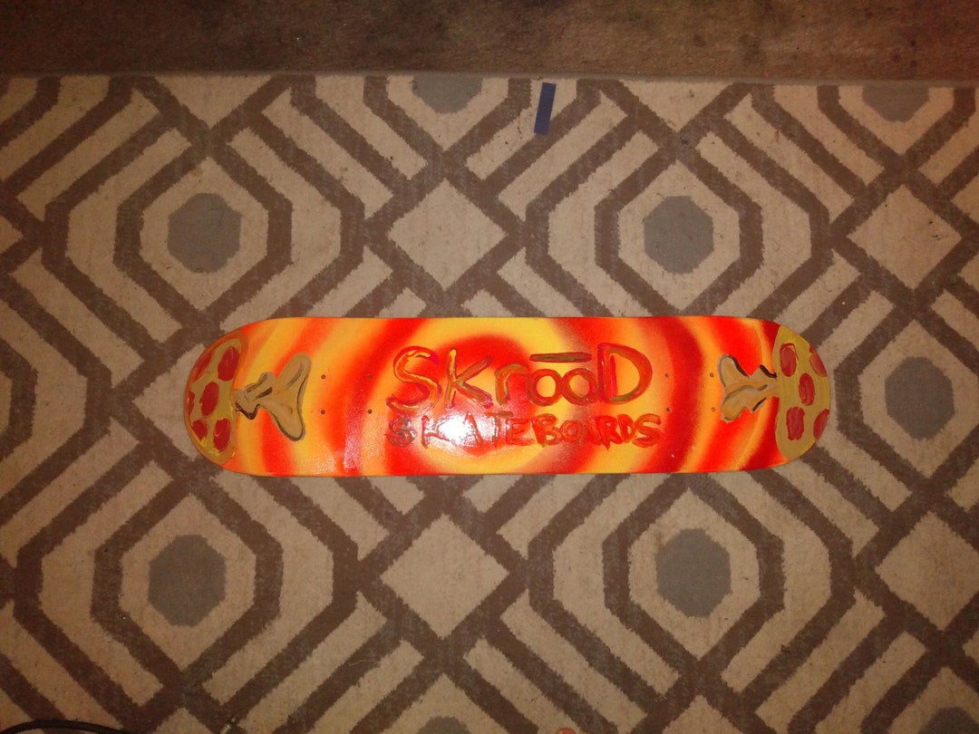Skrood Psychedelic Mushroom Skateboard Deck With Griptape Etsy