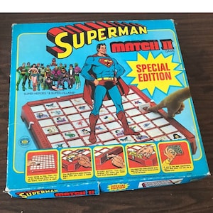 Superman Match II Board Game 1979 IDEAL Toy DC Comics Complete With Extras