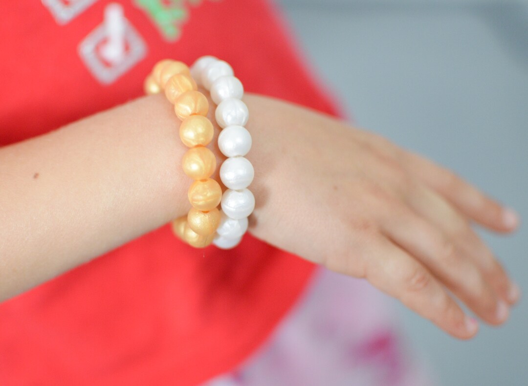 Beaded Pearl Stretchy Bracelet for Toddler Stretchy Cord Etsy