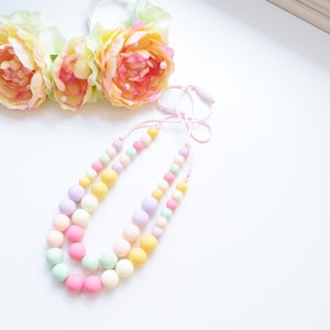 Pastel Rainbow Party Necklace for Baby Girl - Toddler Necklace - Toddler Girl Jewelry - Unicorn Necklace