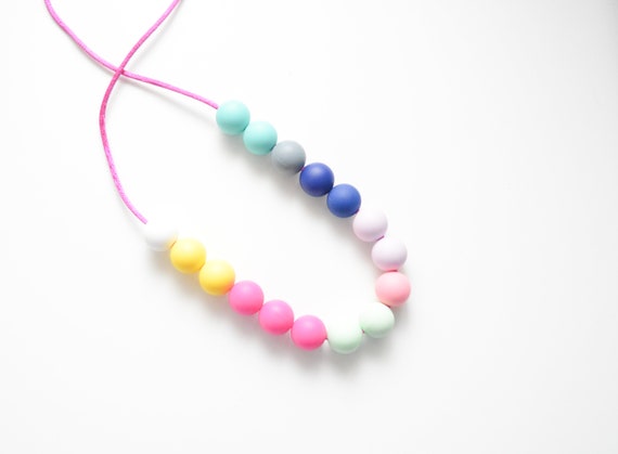 Little girls princess pale pink Silicone Necklace fidget sensory safe