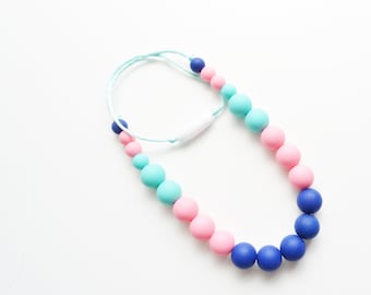 Handmade Silicone Stim Kids Necklace - Autism Beaded Necklace - Toddler Sensory Necklace