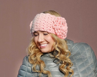 Crochet headband pattern. Crochet headband FLOWER pattern. PDF pattern. PDF crochet pattern. Woman crochet earwarmers pattern.