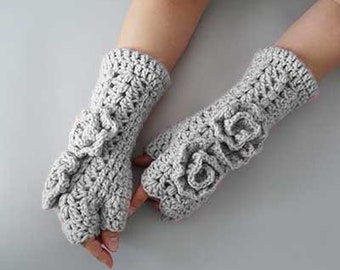 Crochet woman mittens ROSES pattern, PDF pattern, Mittens pattern,Crochet mitten, Crochet mitten pattern, Crochet mittens