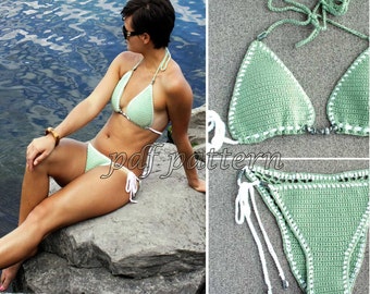 Patrón bikini CROCHET--Conjunto de bikini "MINT". Patrón de crochet.Patrón de bikini.Patrón de bikini de crochet.