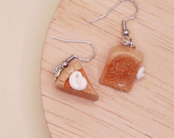 Pumpkin Pie Earrings, Miniature Food Earrings, Handmade Polymer Clay Earrings, Thanksgiving Jewelry, Fall Dessert Earrings