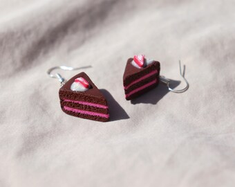 Dangle Earrings Strawberry Cake - Realistic Food Polymer Clay