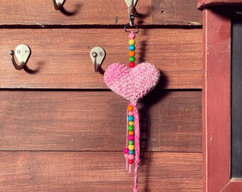 Crochet Heart Keychain Pattern.