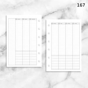 PRINTED 167: Lightly Lined Vertical Column Weekly Wo2P w/ Tasks & Notes CHOOSE SIZE