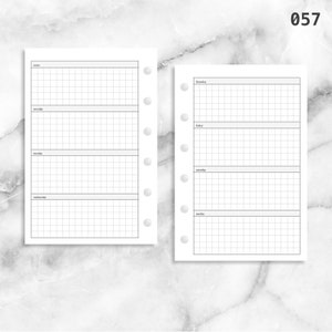 PRINTED 057: Horizontal Grid Weekly CHOOSE SIZE
