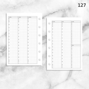 PRINTED 127: Vertical Weekly Timed Schedule Grid Columns Wo2P CHOOSE SIZE