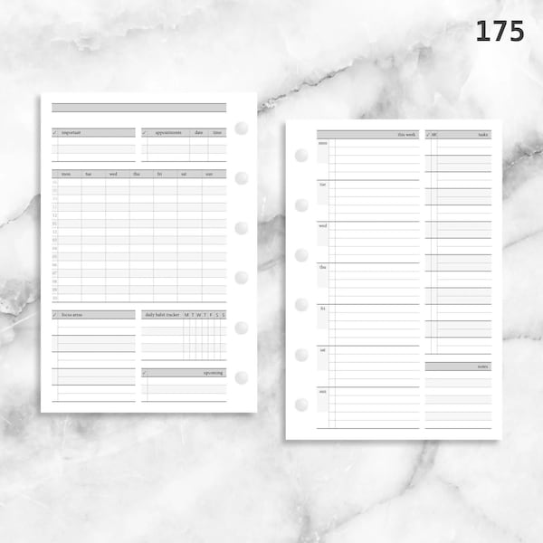 PRINTED 175: Stripes Weekly w/ Prioritized Abc Task List, Small Timed Schedule Wo2P CHOOSE SIZE