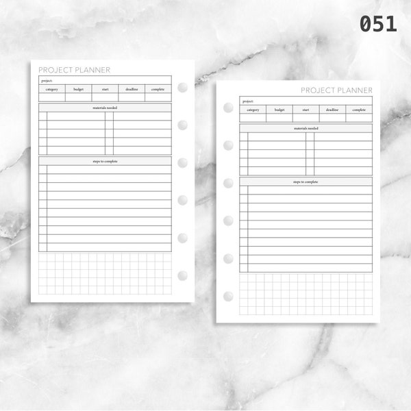 PRINTED 051: Project Planner CHOOSE SIZE