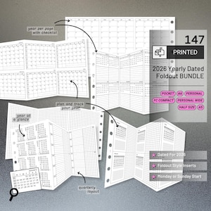 PRINTED 147: Yearly Dated Bundle 2026 Foldout CHOOSE SIZE