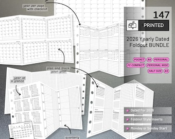 PRINTED 147: Yearly Dated Bundle 2026 Foldout CHOOSE SIZE