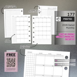 PRINTED 177: Dated Monthly 2026 Mo2P CHOOSE SIZE