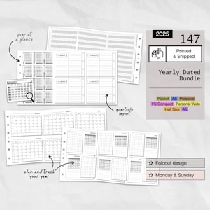 PRINTED 147: Yearly Dated Bundle 2025 Foldout CHOOSE SIZE