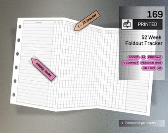 PRINTED 169: 52 Week Foldout Tracker Habit Log CHOOSE SIZE