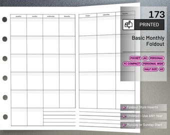 PRINTED 173: Basic Monthly Foldout Mo1P Mo2P CHOOSE SIZE