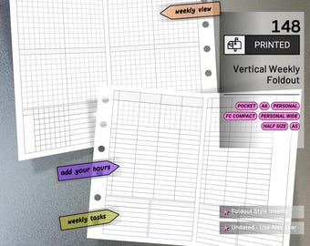 PRINTED 148: Foldout Vertical Weekly w/ Tracking CHOOSE SIZE