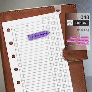 PRINTED 048: Book Log CHOOSE SIZE