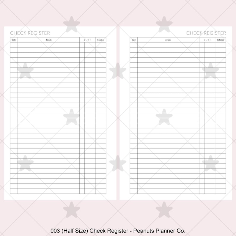 Two Register Check Out PRINTED 003: Check Register CHOOSE SIZE - Etsy