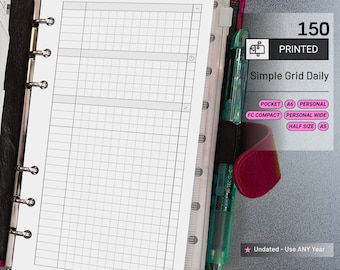 PRINTED 150: Simple Daily Grid w/ Appointments Notes Tasks Categories Do1P CHOOSE SIZE