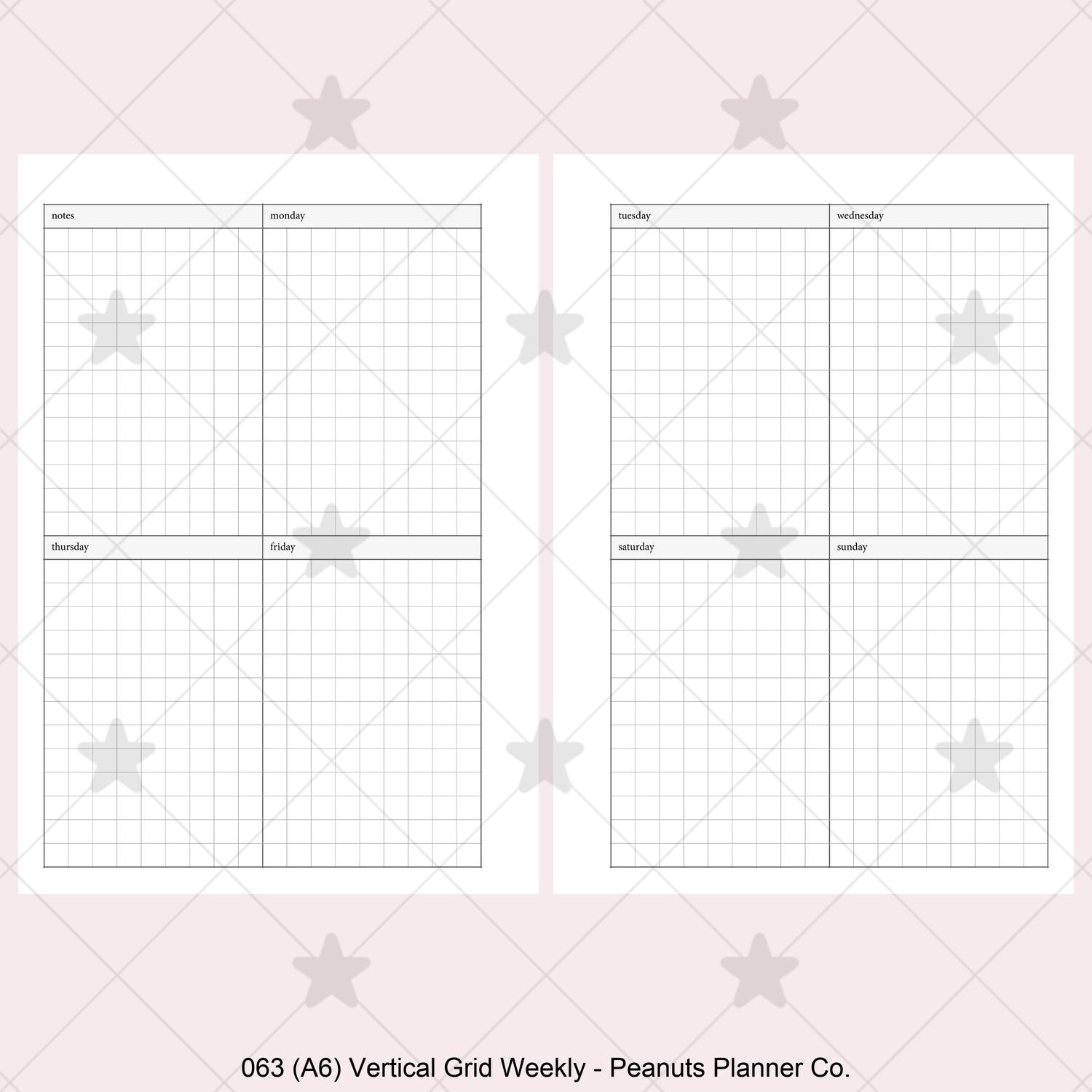 PRINTED 063: Vertical Grid Weekly Wo2p CHOOSE SIZE - Etsy