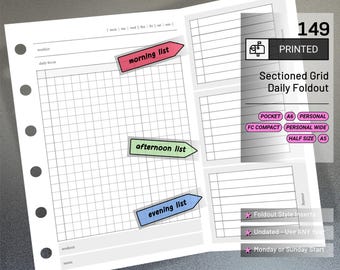 PRINTED 149: Sectioned Foldout Grid Daily CHOOSE SIZE