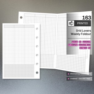 PRINTED 163: Grid Lovers Vertical Foldout Weekly Wo2P CHOOSE SIZE