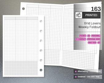 PRINTED 163: Grid Lovers Vertical Foldout Weekly Wo2P CHOOSE SIZE