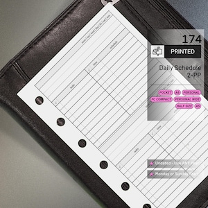 PRINTED 174: Daily w/ Schedule, Tasks, & Notes 2Do1P CHOOSE SIZE