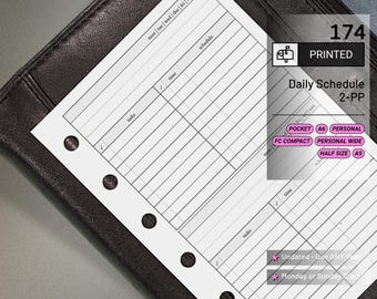 PRINTED 174: Daily w/ Schedule, Tasks, & Notes 2Do1P CHOOSE SIZE