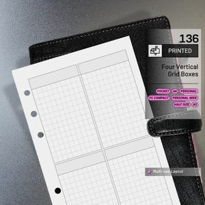 PRINTED 136: Four Vertical Grid Boxes CHOOSE SIZE