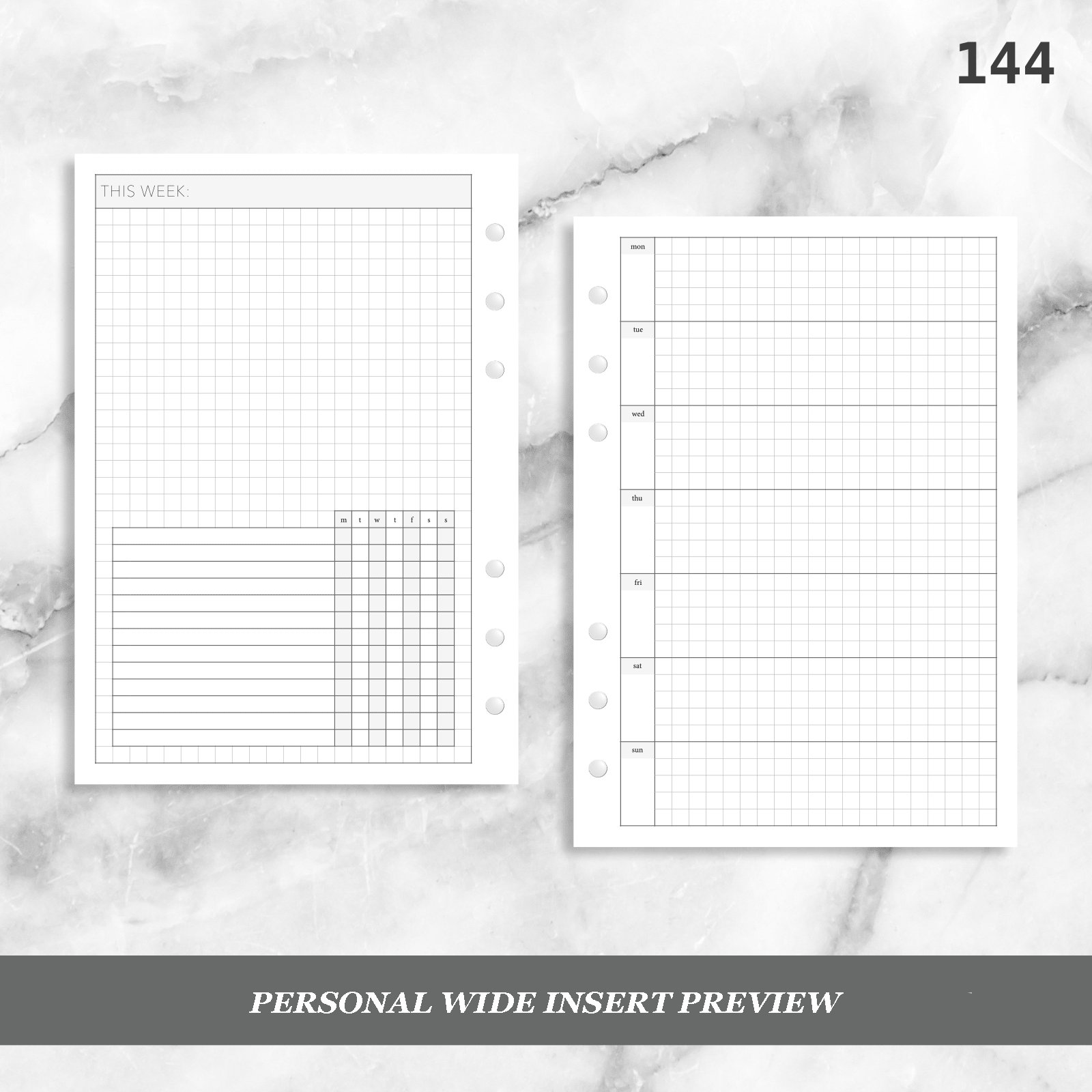 PRINTED 144: Horizontal Grid Weekly W/ Daily Habit Tracker Wo1p Wo2p ...