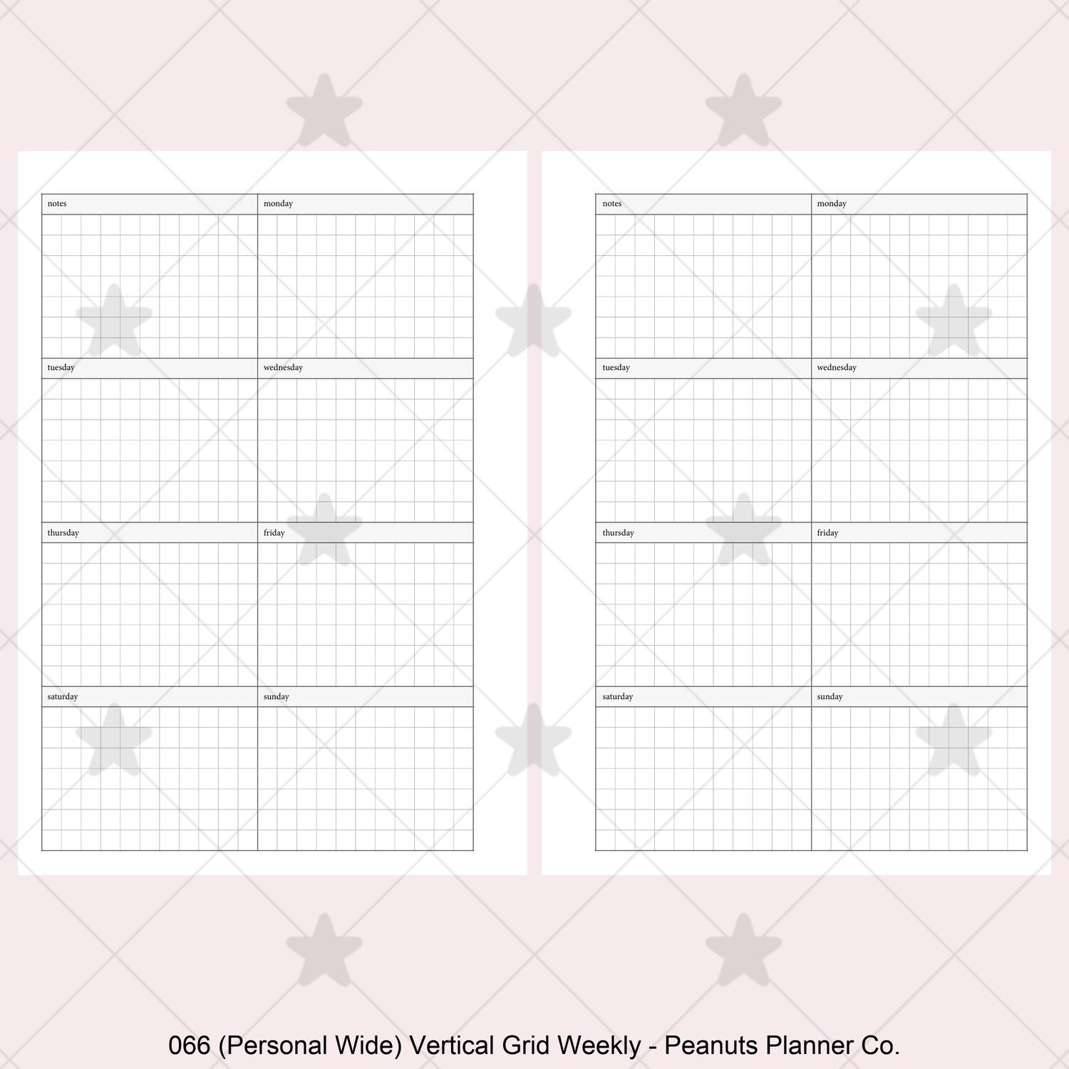 PRINTED 066: Vertical Grid Weekly Wo1p CHOOSE SIZE - Etsy