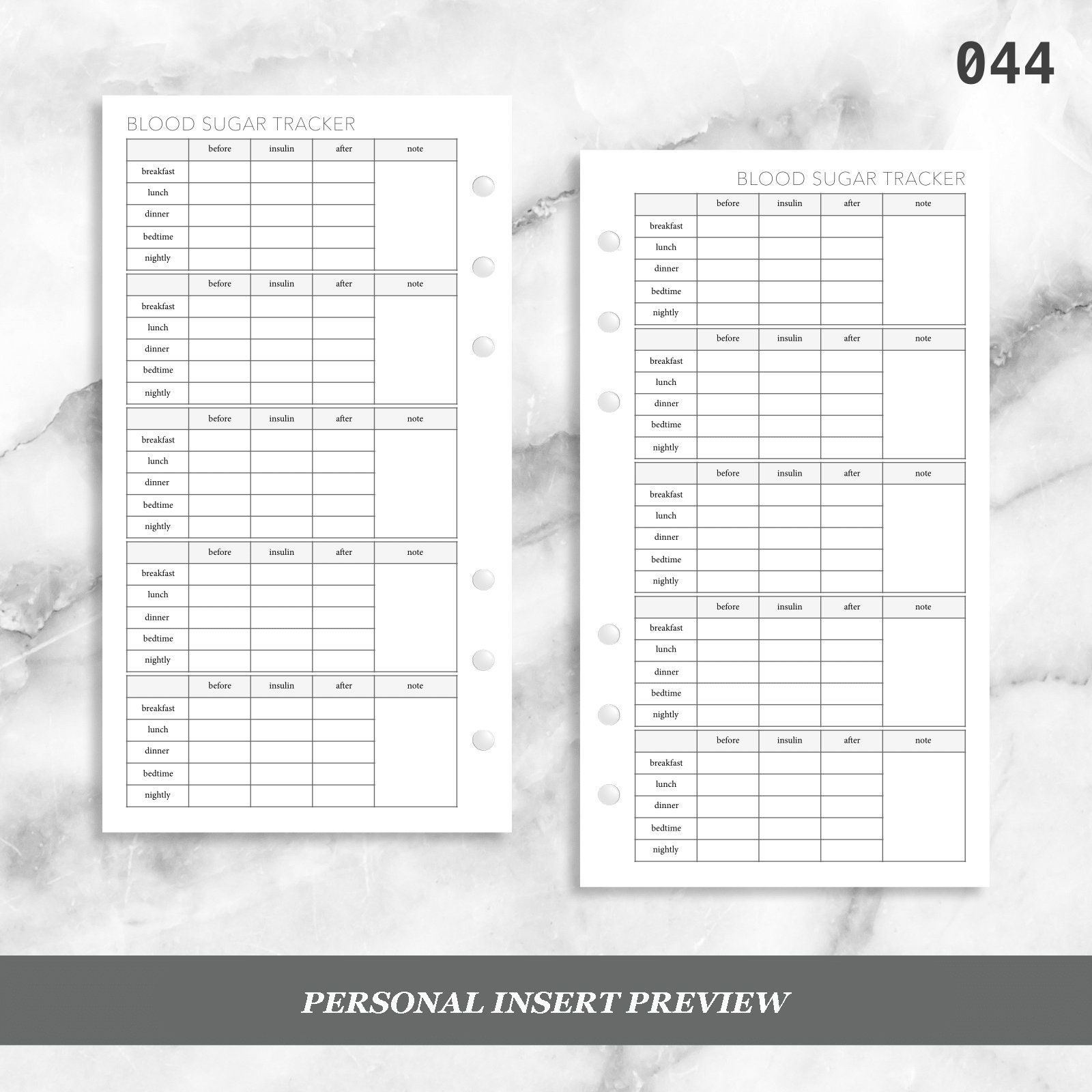 PRINTED 044: Blood Sugar Tracker CHOOSE SIZE | Etsy