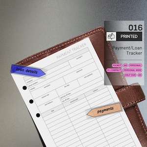 PRINTED 016: Loan / Debt Payment Tracker CHOOSE SIZE